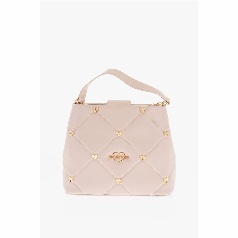 Moschino LOVE Faux Leather Quilted Bag with Golden Details and Women's Remova