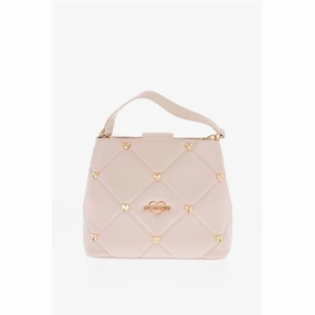 Moschino LOVE Faux Leather Quilted Bag with Golden Details and Women's Remova
