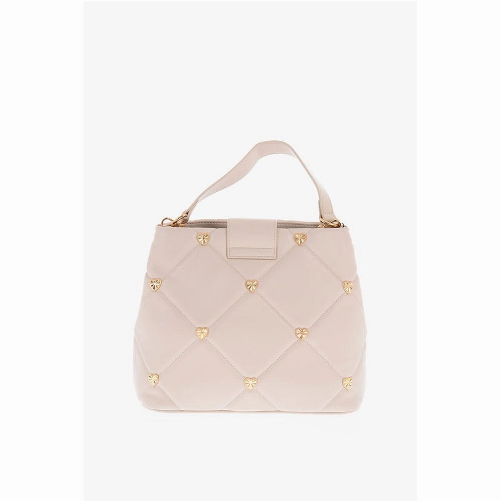 Moschino LOVE Faux Leather Quilted Bag with Golden Details and Women's Remova