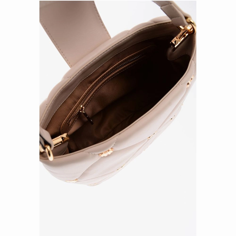 Moschino LOVE Faux Leather Quilted Bag with Golden Details and Women's Remova