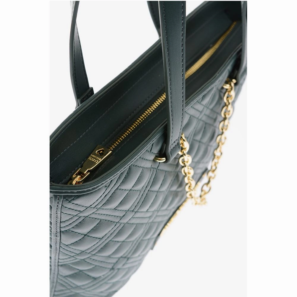 Moschino LOVE Faux Leather Quilted Tote Bag with Golden Women's Details