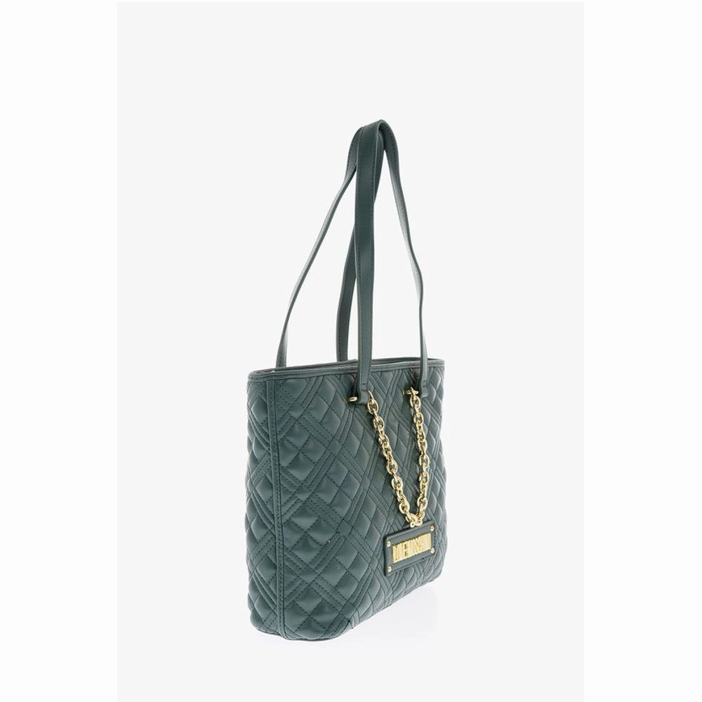 Moschino LOVE Faux Leather Quilted Tote Bag with Golden Women's Details