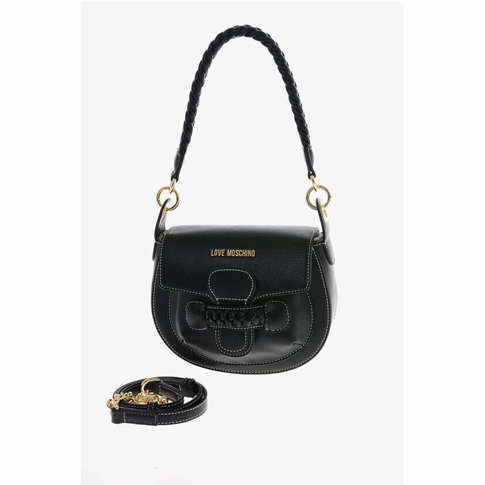 Moschino LOVE Faux Leather Saddle Bag with Braided Details