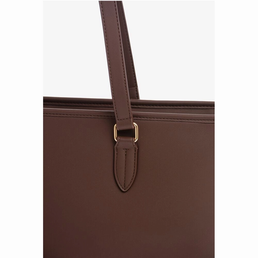 Moschino LOVE Faux Leather Tote Bag with Golden Embossed Maxi Logo