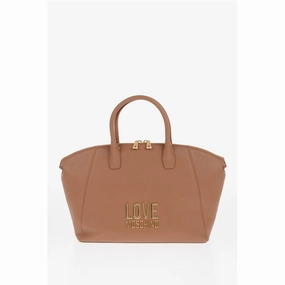 Moschino LOVE Faux Leather Tote Bag with Golden Logo