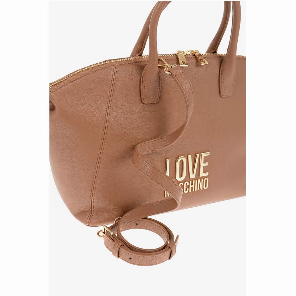 Moschino LOVE Faux Leather Tote Bag with Golden Logo