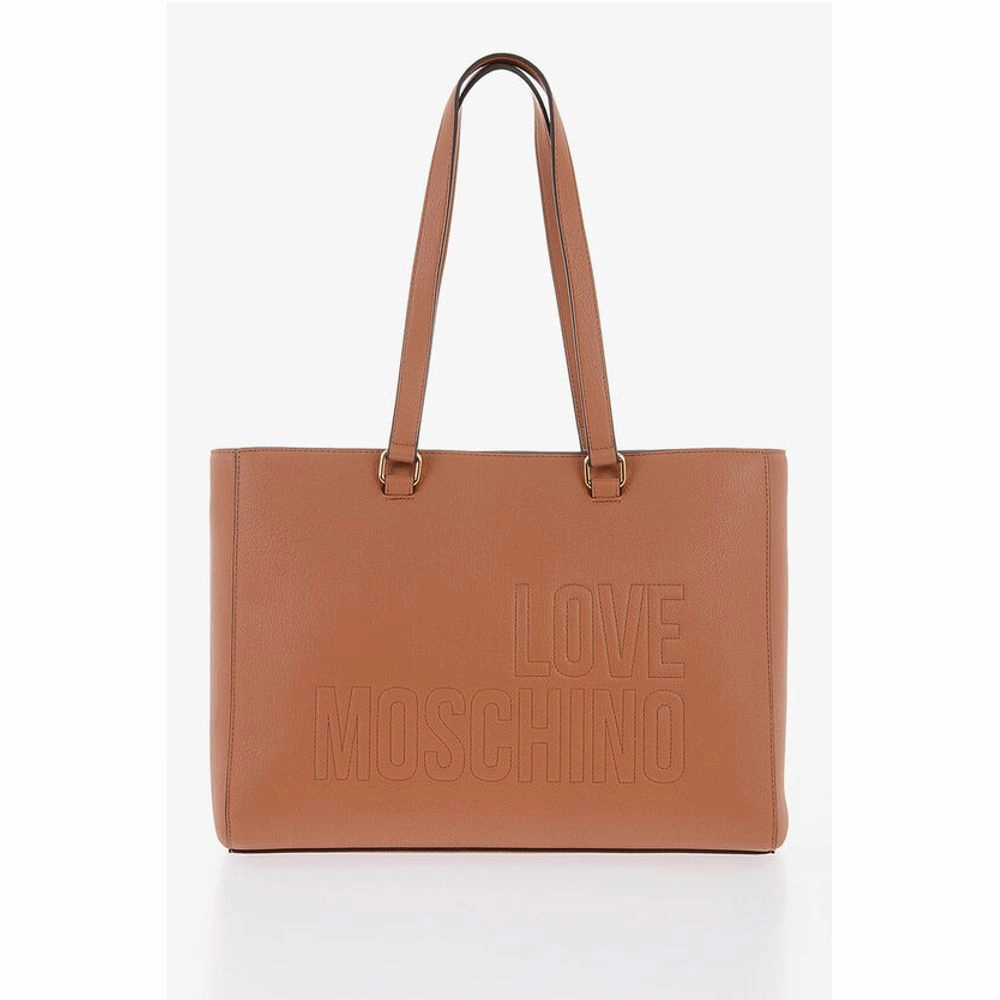 Moschino LOVE Faux Leather Tote Bag with Golden Women's Details