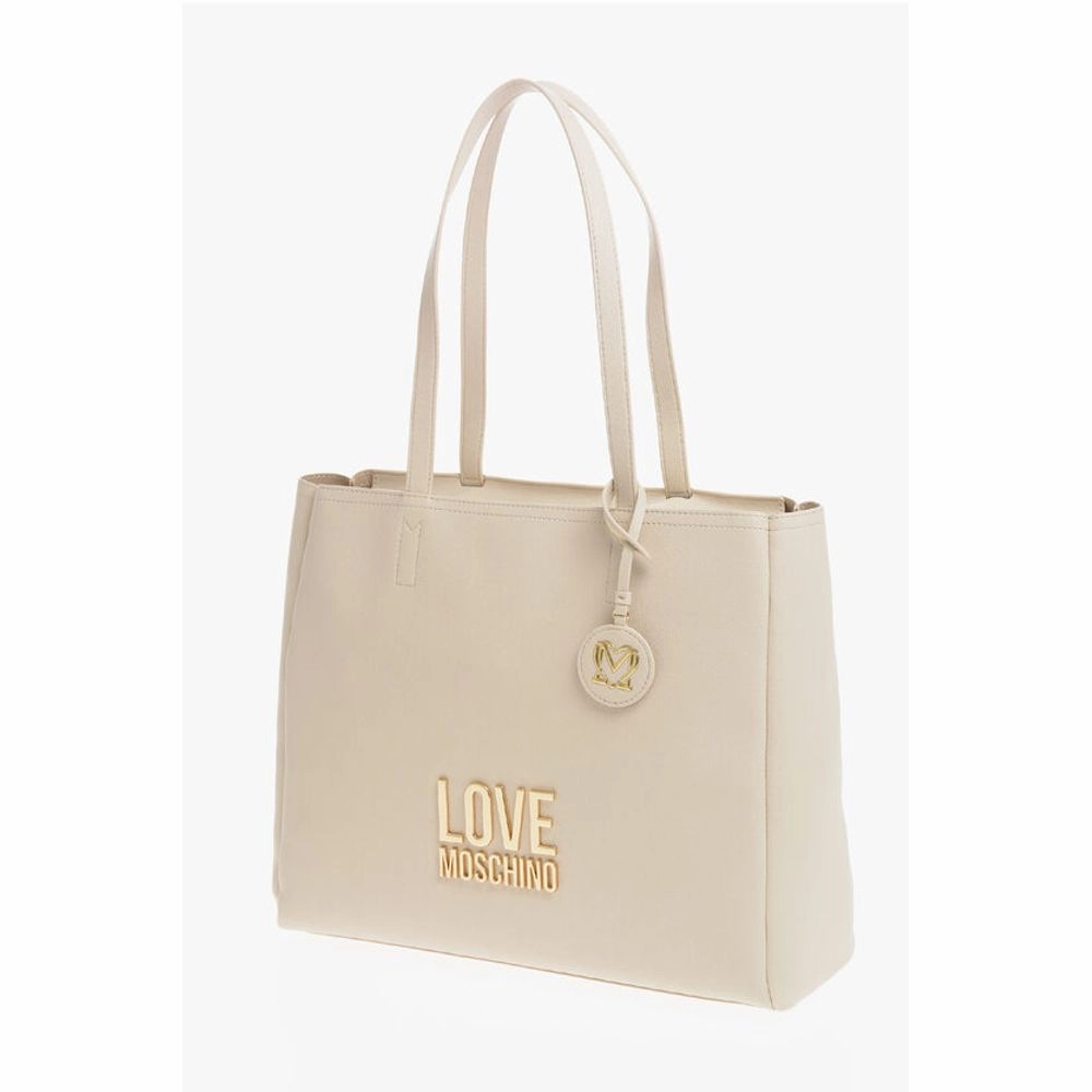 Moschino LOVE Faux Leather Tote Bag with Golden Women's Logo