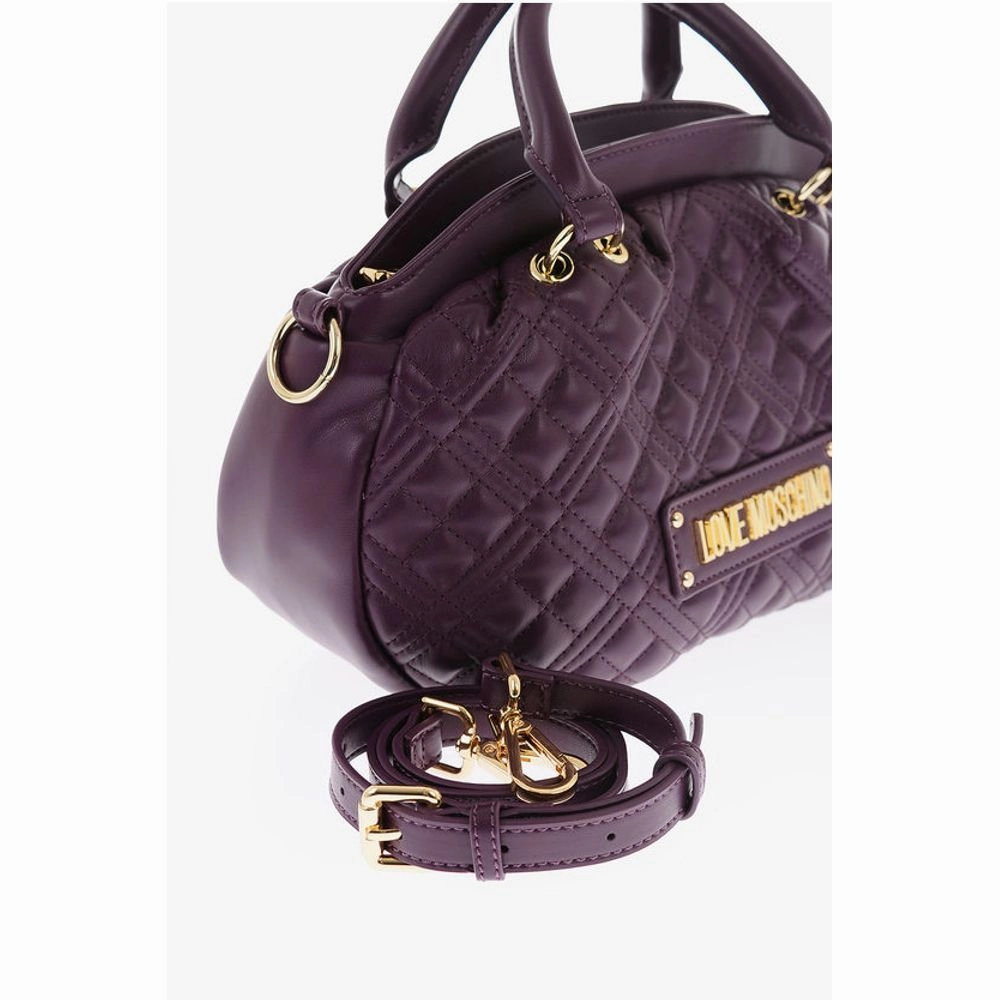 Moschino LOVE Quilted Faux Leather Bag with Double Handle and Removab