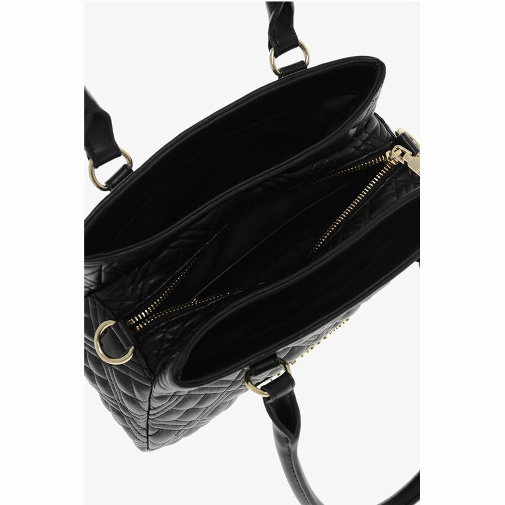 Moschino LOVE Quilted Faux Leather Hand Bag with Embossed Logos