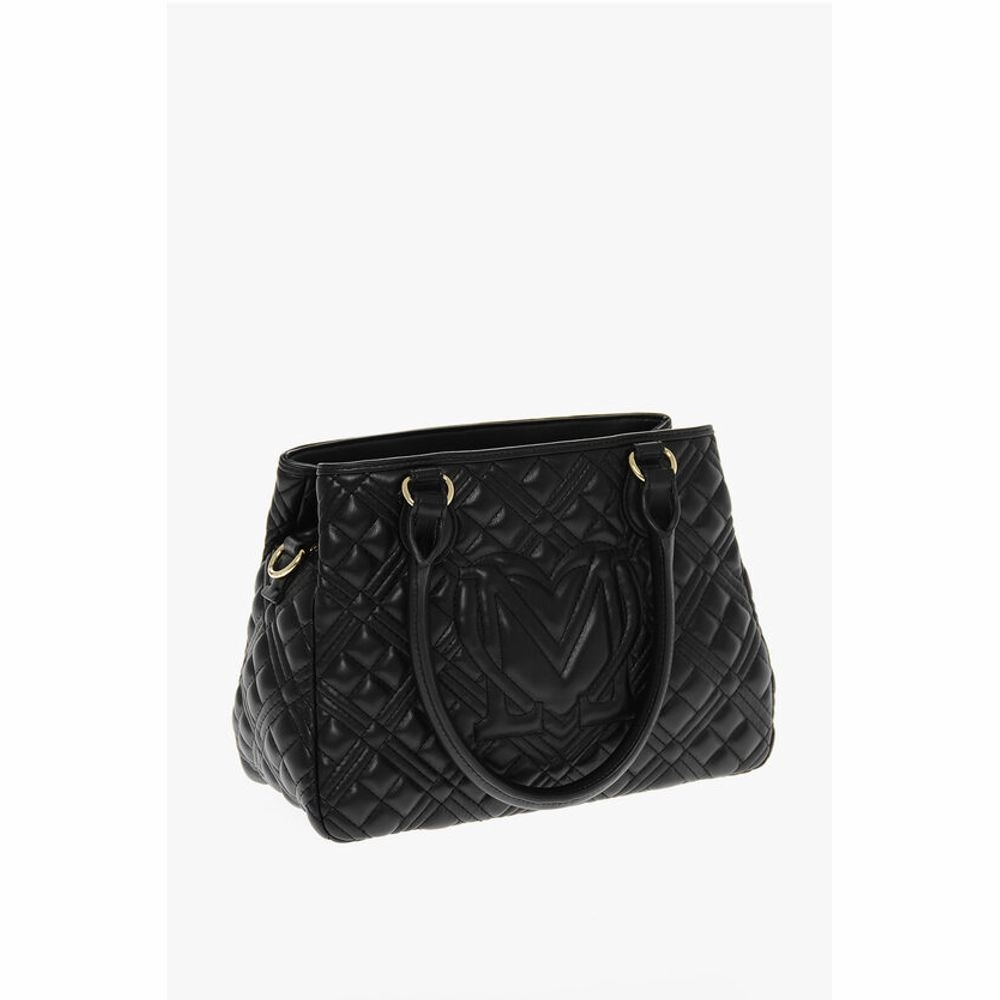 Moschino LOVE Quilted Faux Leather Hand Bag with Embossed Logos