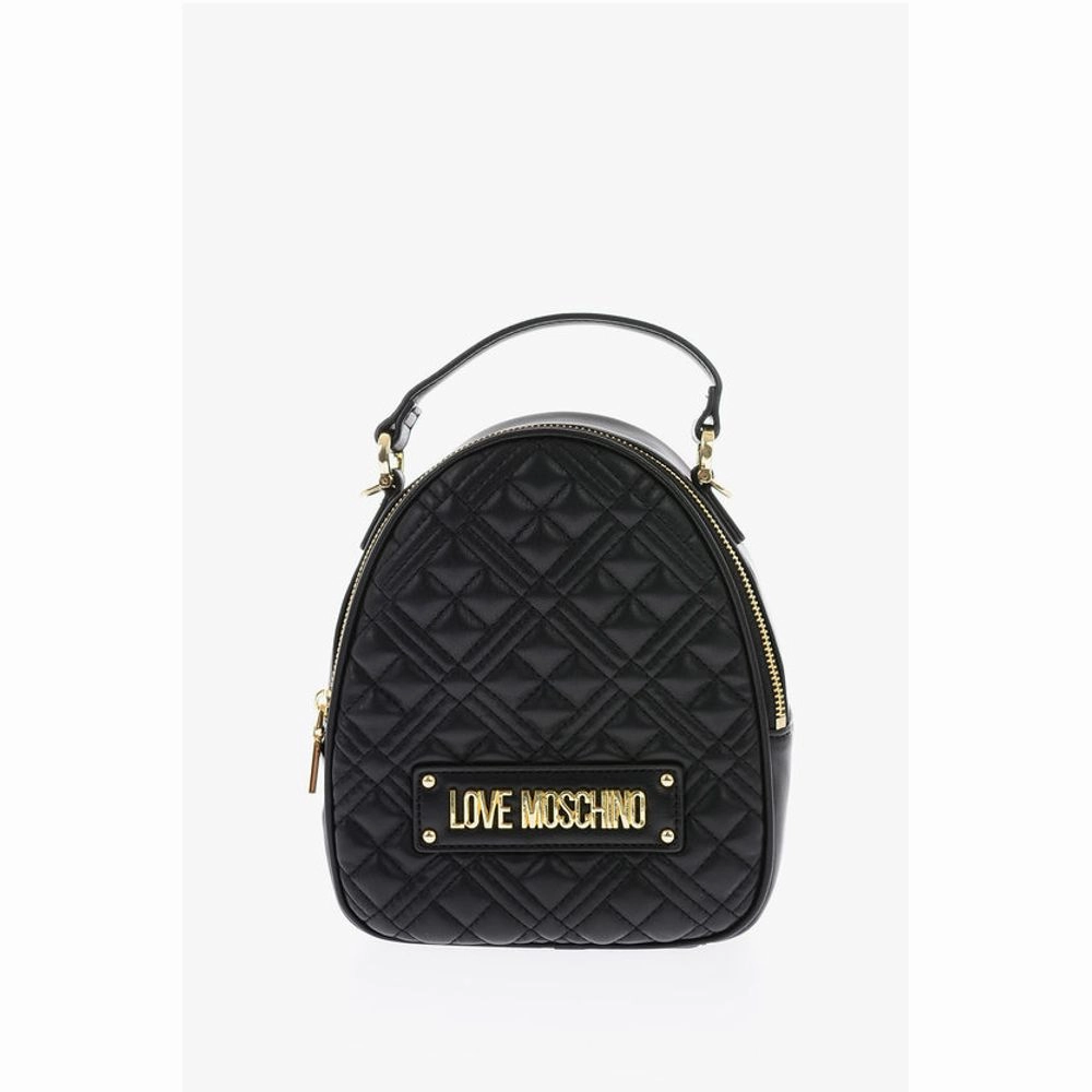 Moschino Love Quilted Faux Leather Mini Bag with Golden Details