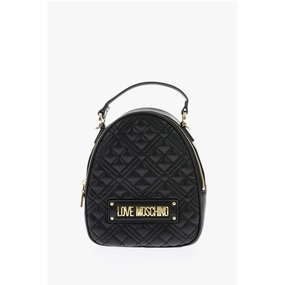Moschino Love Quilted Faux Leather Mini Bag with Golden Details