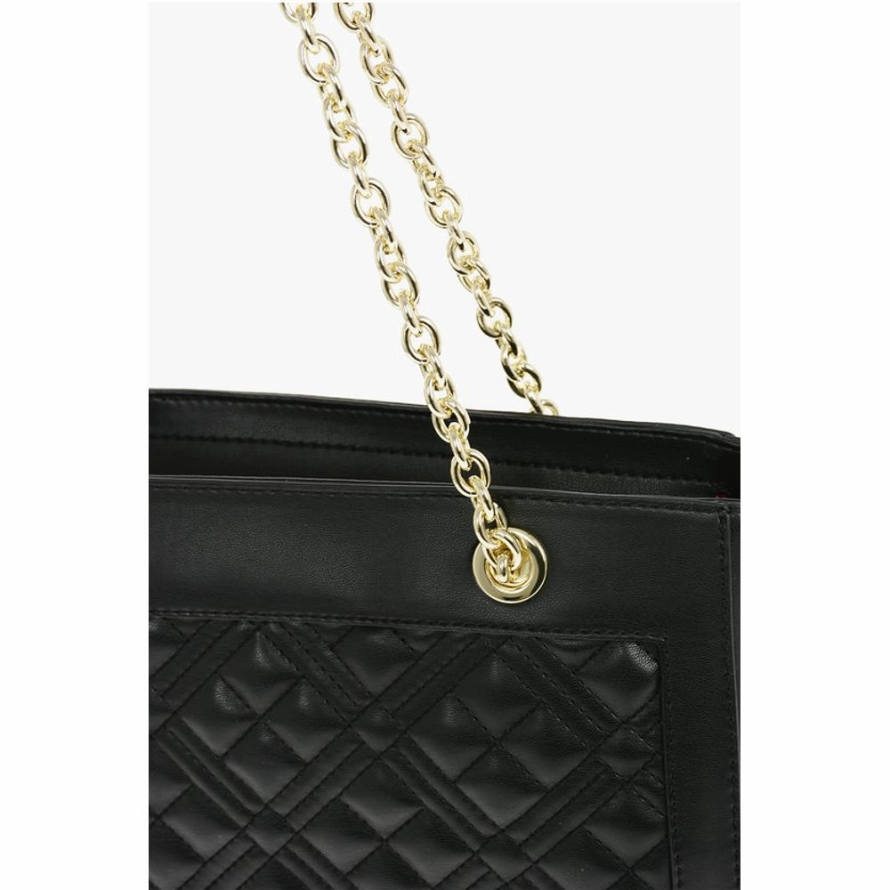 Moschino LOVE Quilted Faux Leather Tote Bag with Maxi Monogram