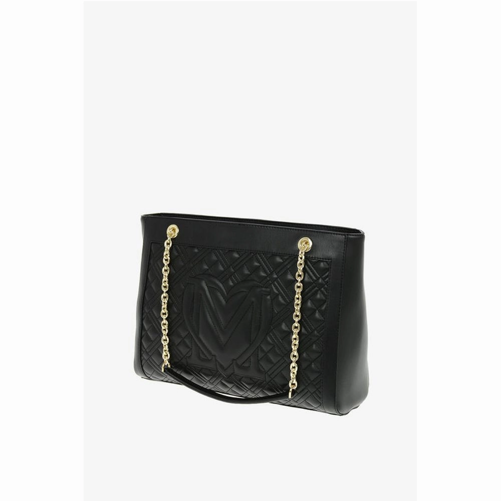 Moschino LOVE Quilted Faux Leather Tote Bag with Maxi Monogram