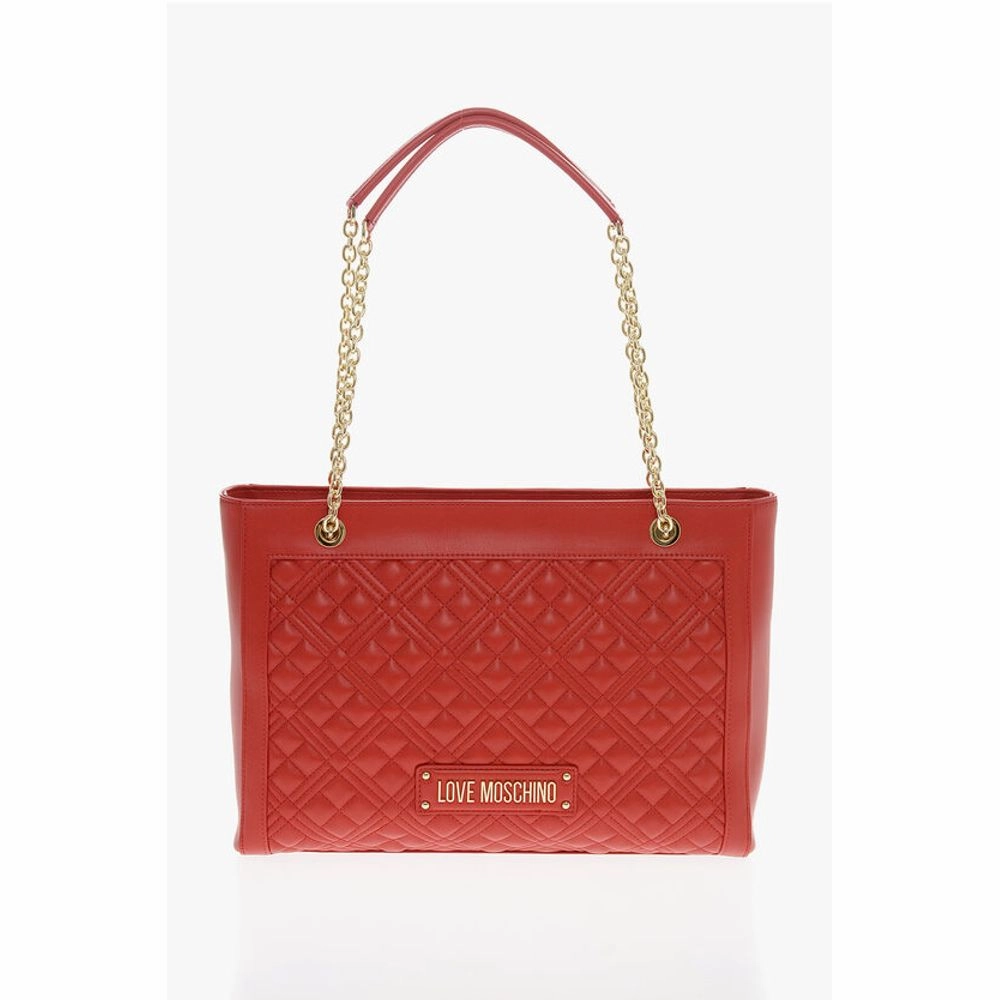 Moschino LOVE Quilted Tote Bag with Golden Chain