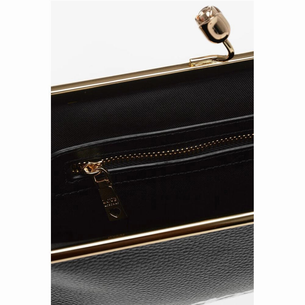 Moschino LOVE Solid Color Handbag with Printed Logo and Removable Cha
