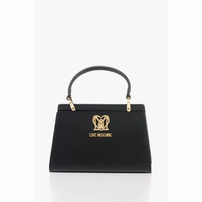 Moschino LOVE Solid Color Handbag with Removable Faux Fur Handle