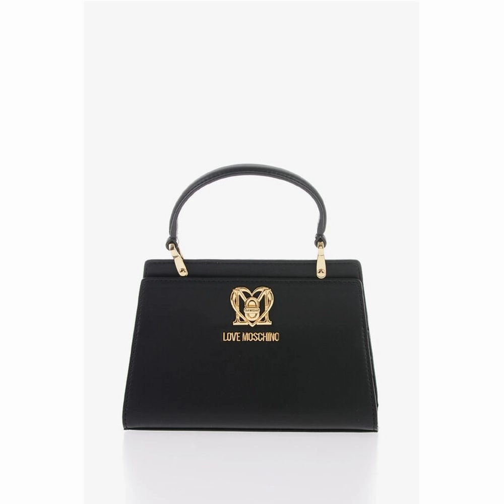 Moschino LOVE Solid Color Handbag with Removable Faux Fur Handle