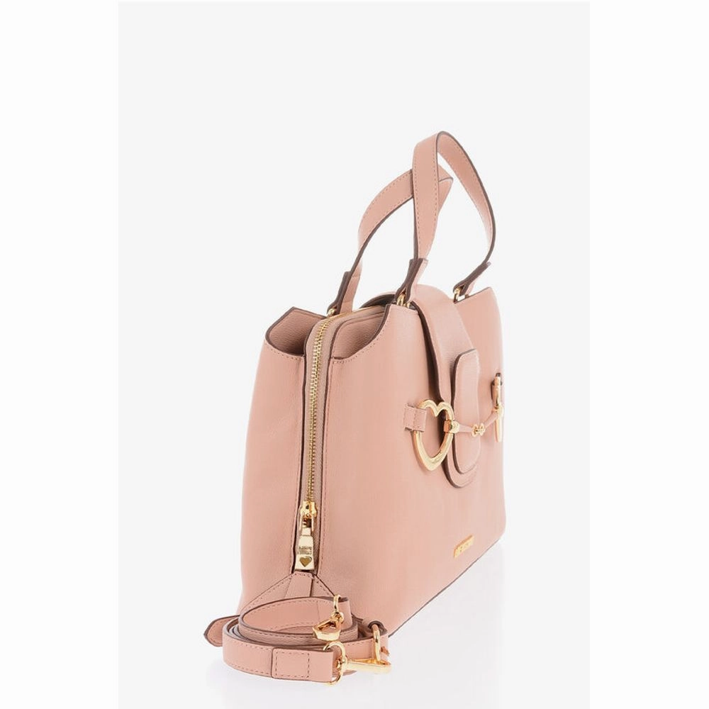 Moschino LOVE Textured Faux Leather Tote Bag with Maxi Golden Heart C