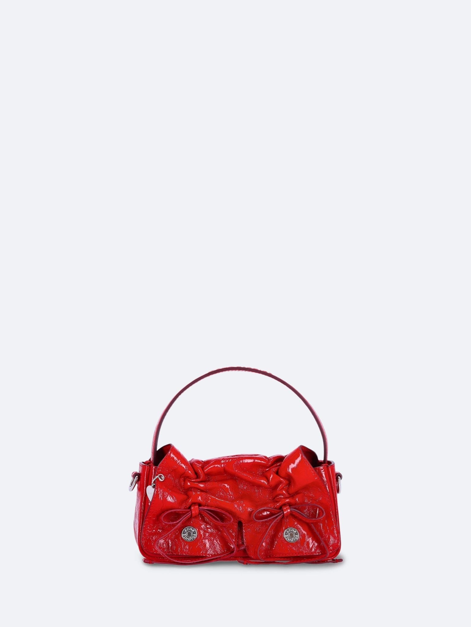Multipocket micro crinkled patent leather bag