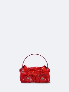 Multipocket micro crinkled patent leather bag