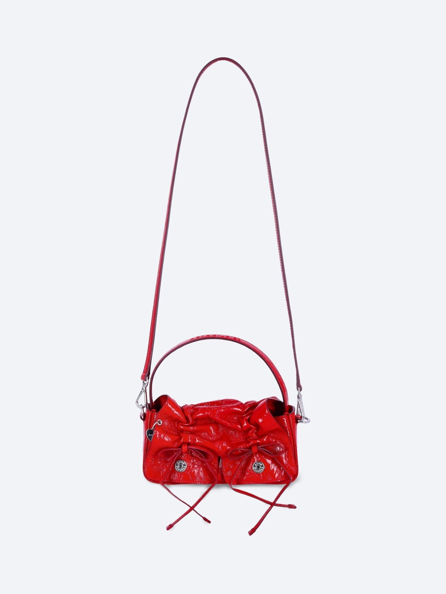 Multipocket micro crinkled patent leather bag