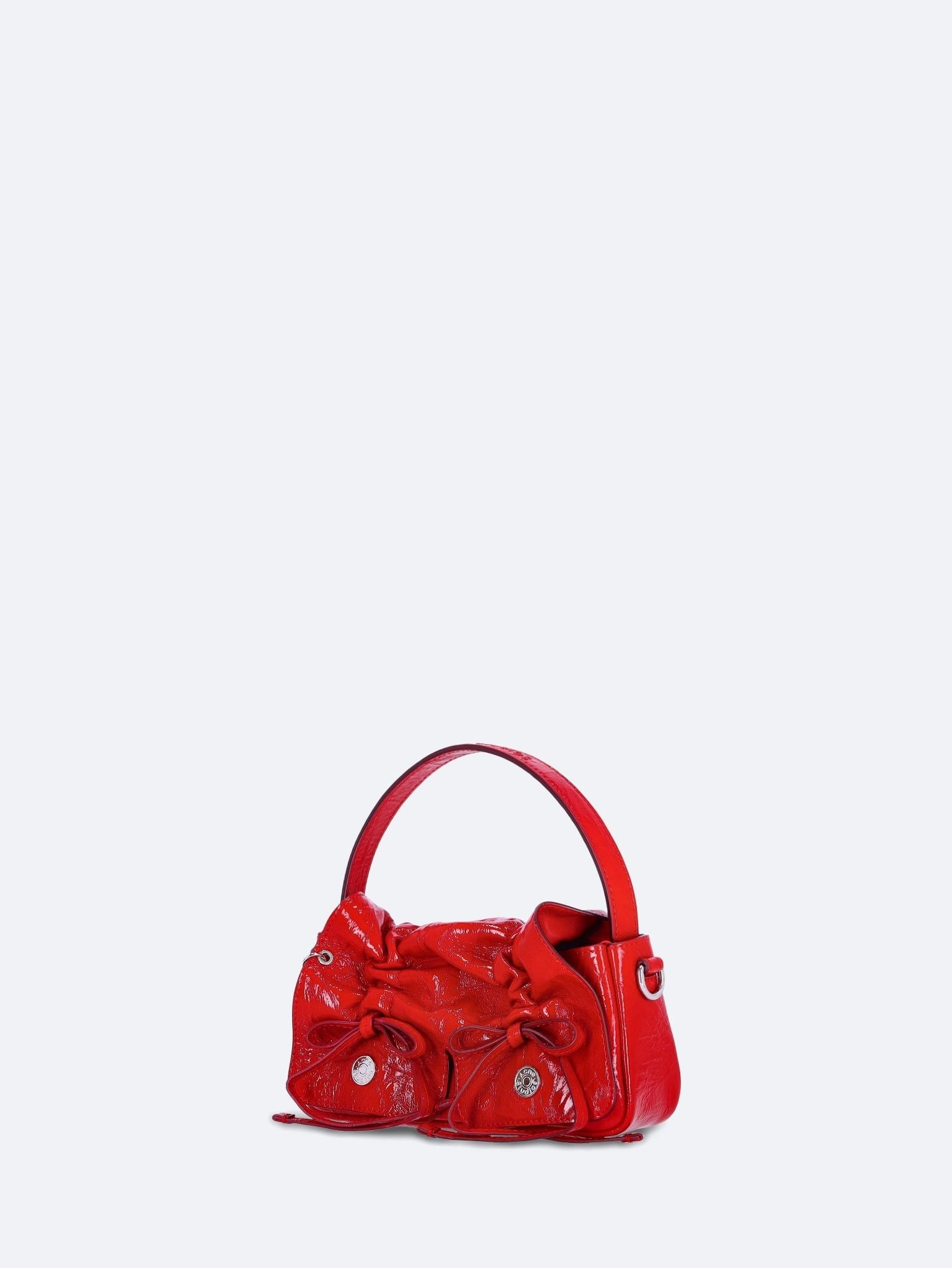 Multipocket micro crinkled patent leather bag