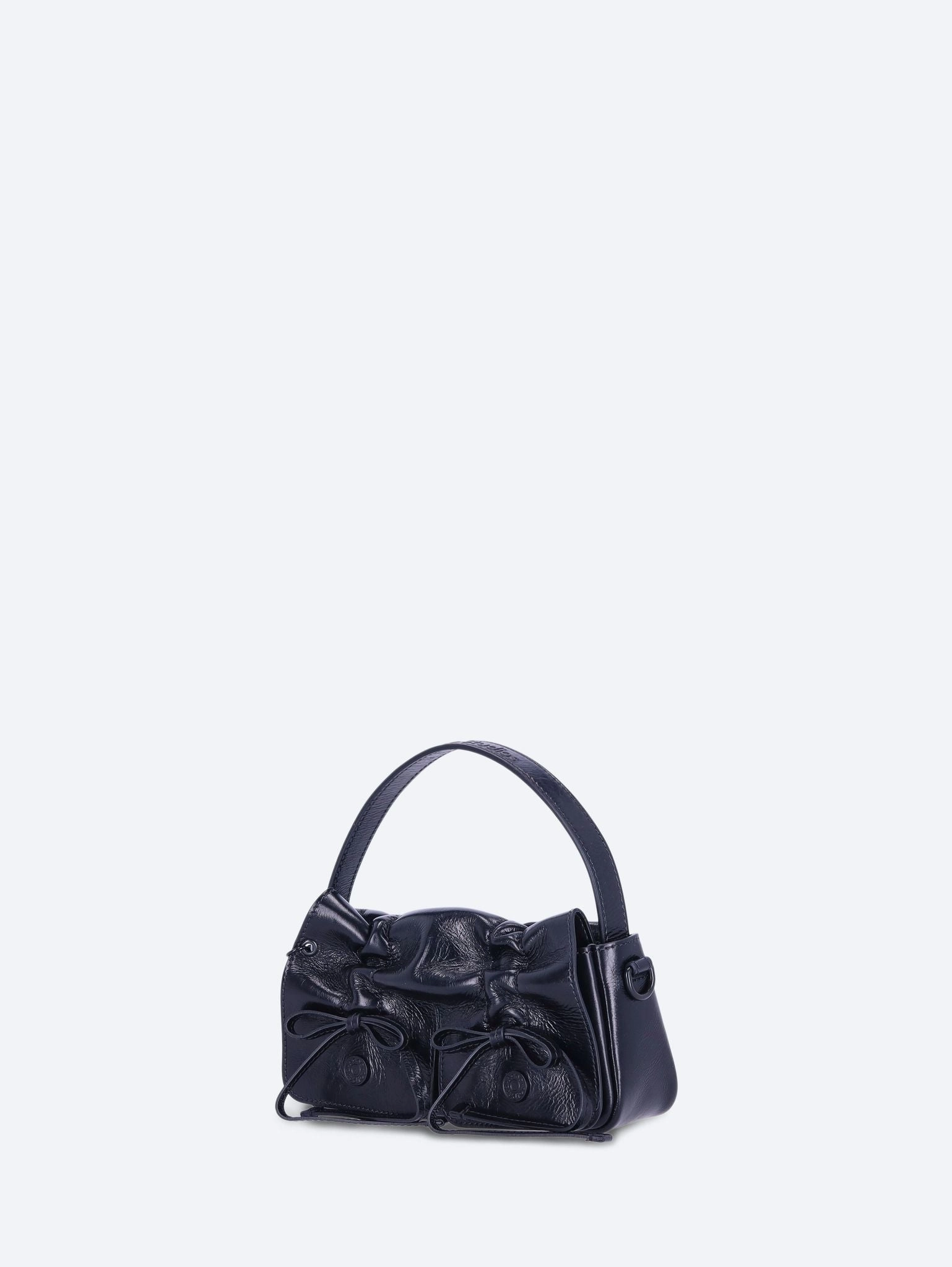 Multipocket micro shiny leather bag