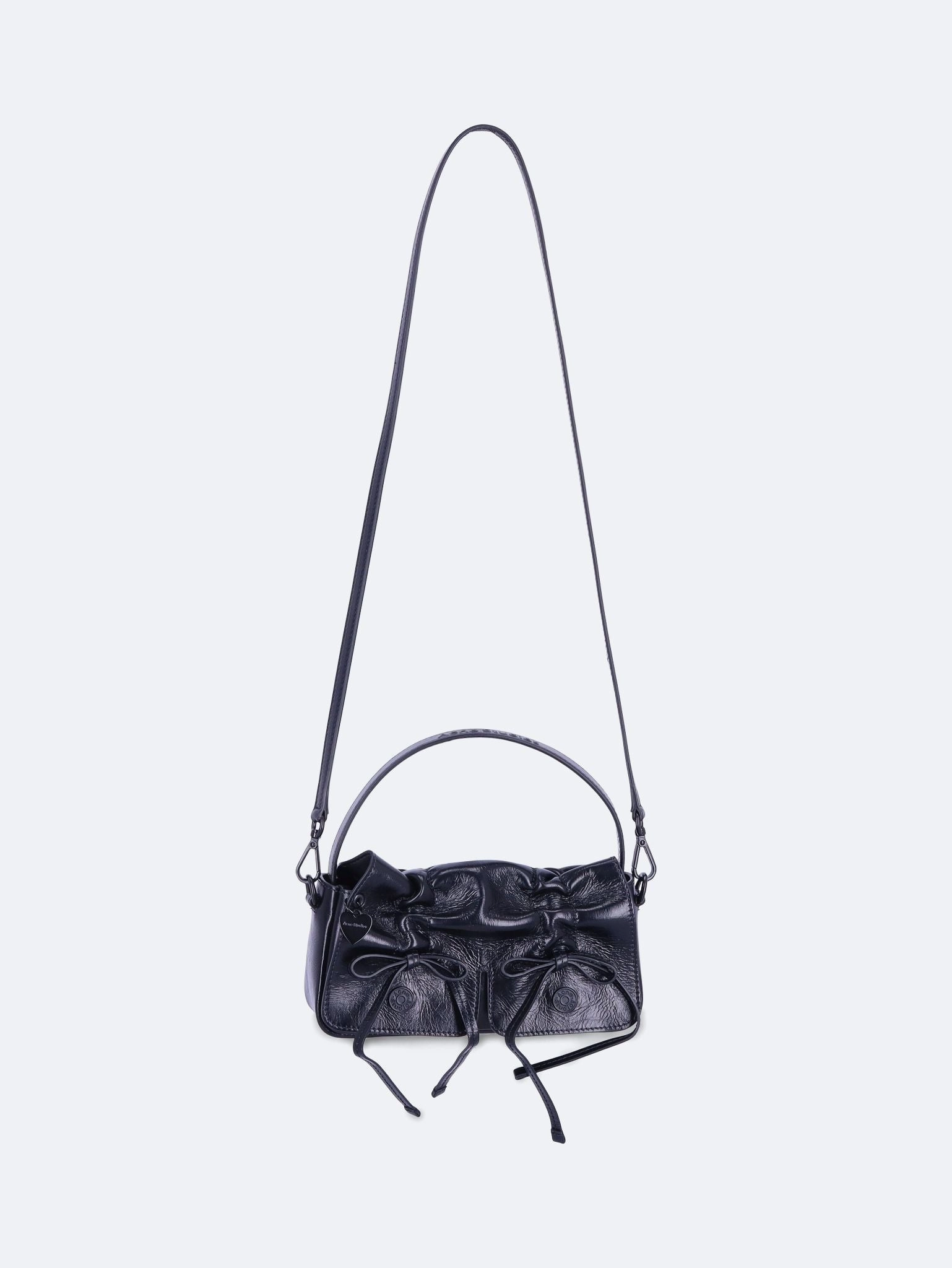 Multipocket micro shiny leather bag
