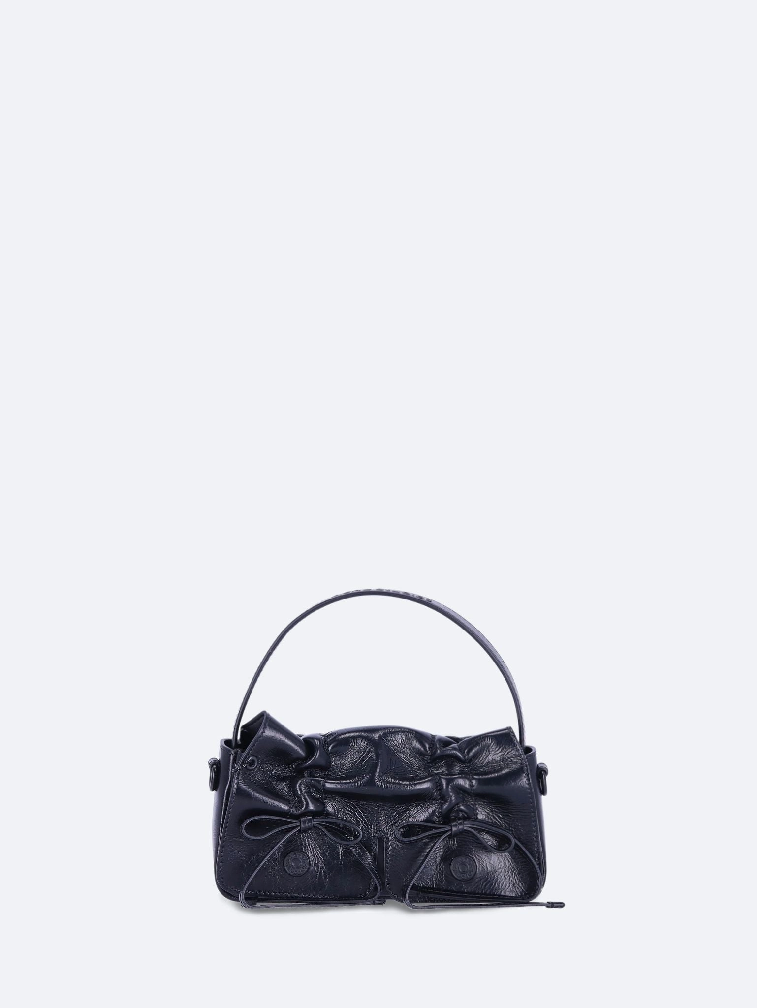 Multipocket micro shiny leather bag
