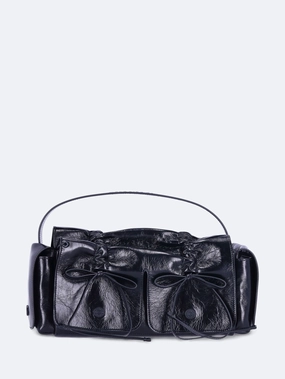 Multipocket shiny leather bag