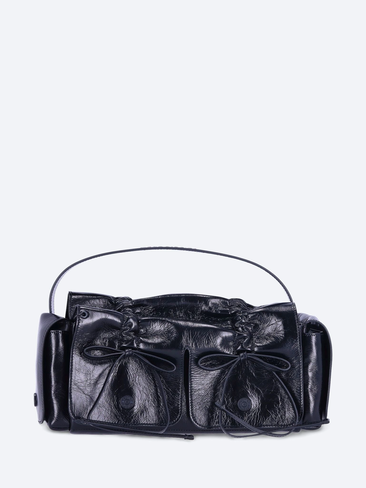 Multipocket shiny leather bag