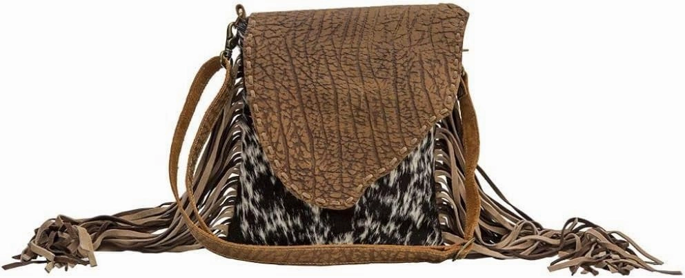 Myra Bag Brown Dapples Conceal Carry Fringe Crossbody Bag S-3963