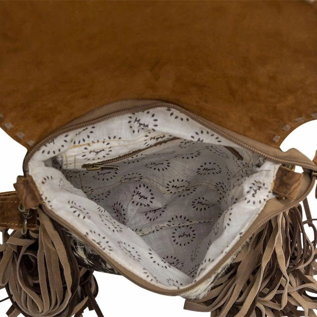 Myra Bag Brown Dapples Conceal Carry Fringe Crossbody Bag S-3963