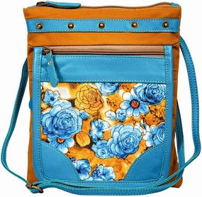 Myra Bag Crossbody Bag for Women - Western Upcycled Canvas & Leather Shoulder Handbag Denim, S-8807
