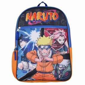 Naruto Shippuden Group Fight Pose Sasuke Sakura Uzumaki School Travel Backpack - One Size Fits Most
