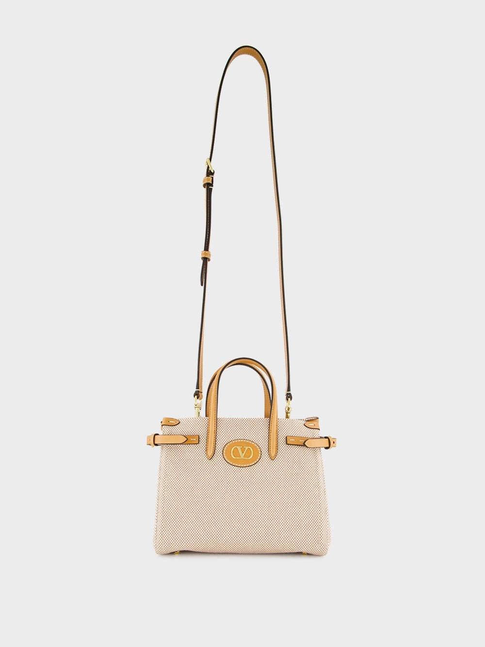 Natural and Tobacco Antibes Small Canvas Shopping Bag