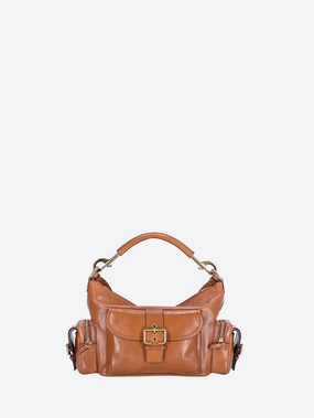Natural shiny calfskin camera bag