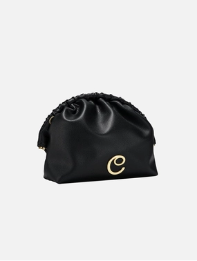 Norma Vegan Grape Leather Large Clutch | Black