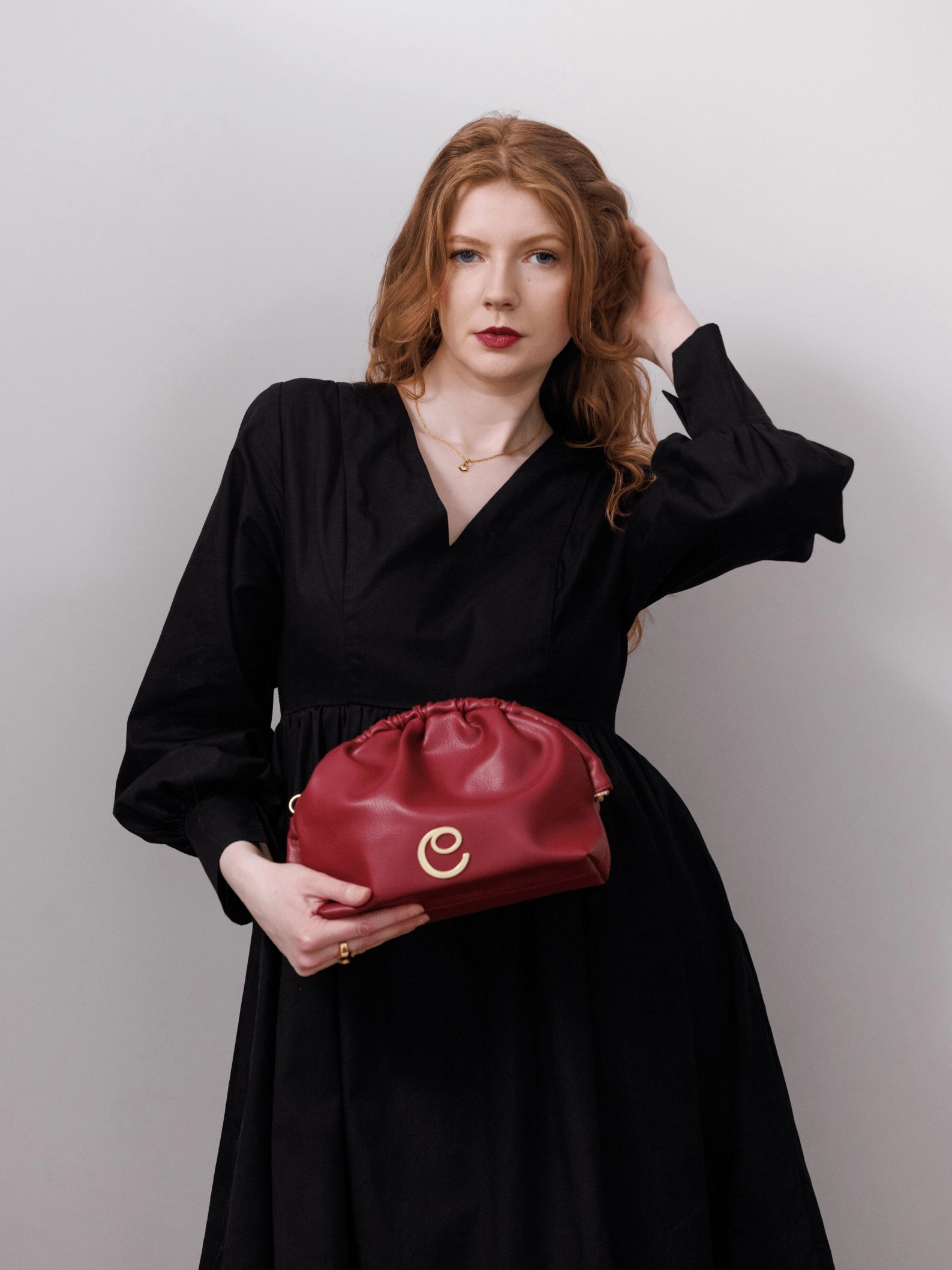Norma Vegan Grape Leather Large Clutch | Burgundy