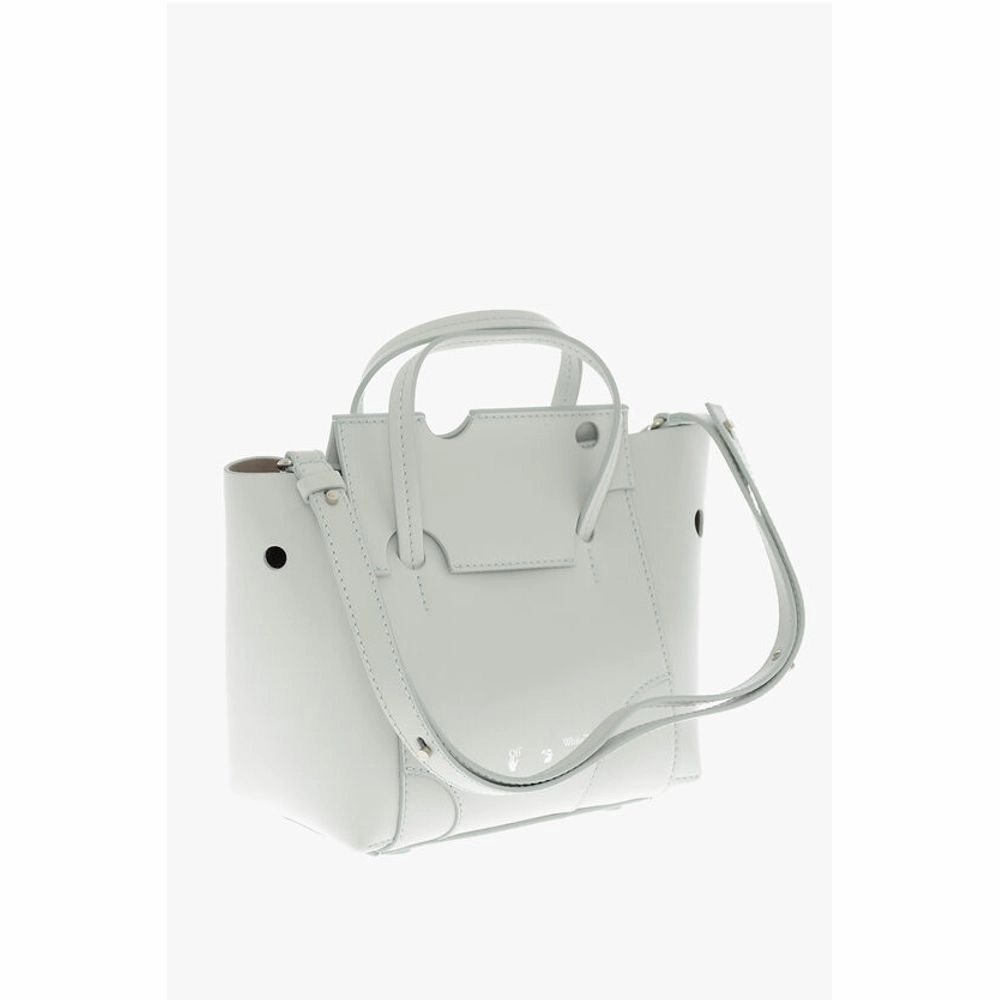 Off-White Leather BURROW Tote Bag with Cut-Out Details