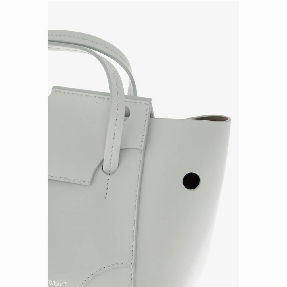 Off-White Leather BURROW Tote Bag with Cut-Out Details