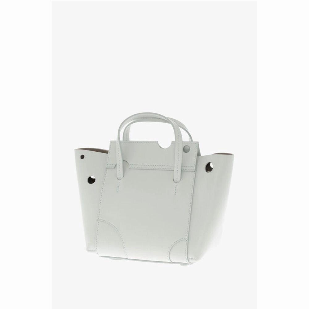 Off-White Leather BURROW Tote Bag with Cut-Out Details