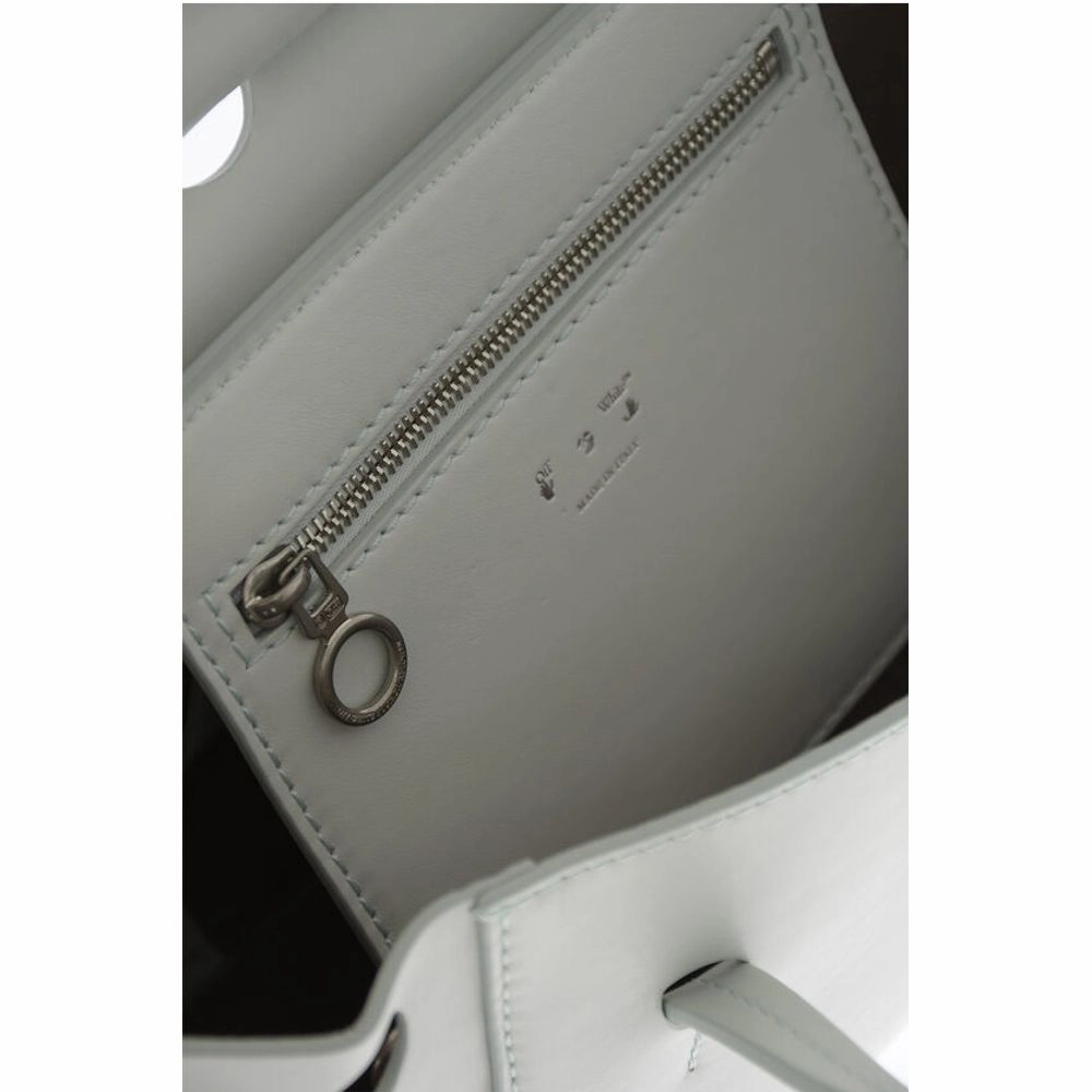 Off-White Leather BURROW Tote Bag with Cut-Out Details