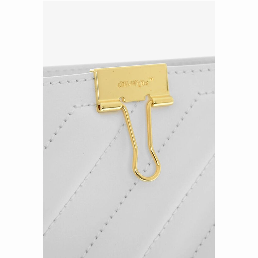 Off-White Leather CROSS Tote Bag with Golden Details
