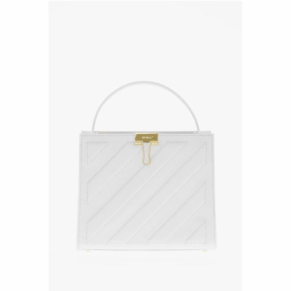Off-White Leather CROSS Tote Bag with Golden Details