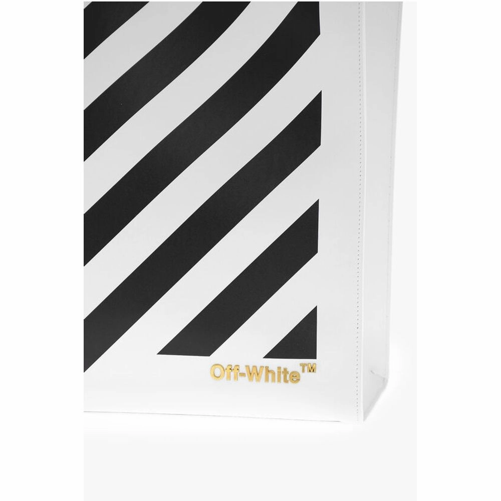 Off-White Leather DIAG HYBRID Tote Bag with Removable Shoulder Strap