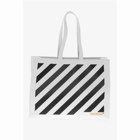 Off-White Leather DIAG HYBRID Tote Bag with Removable Shoulder Strap