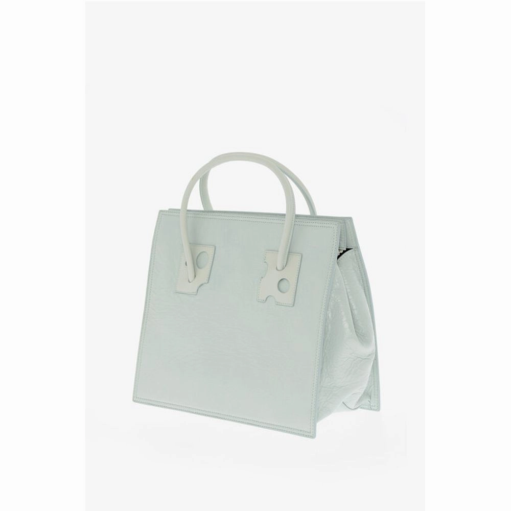Off-White Solid Color Leather Tote Bag